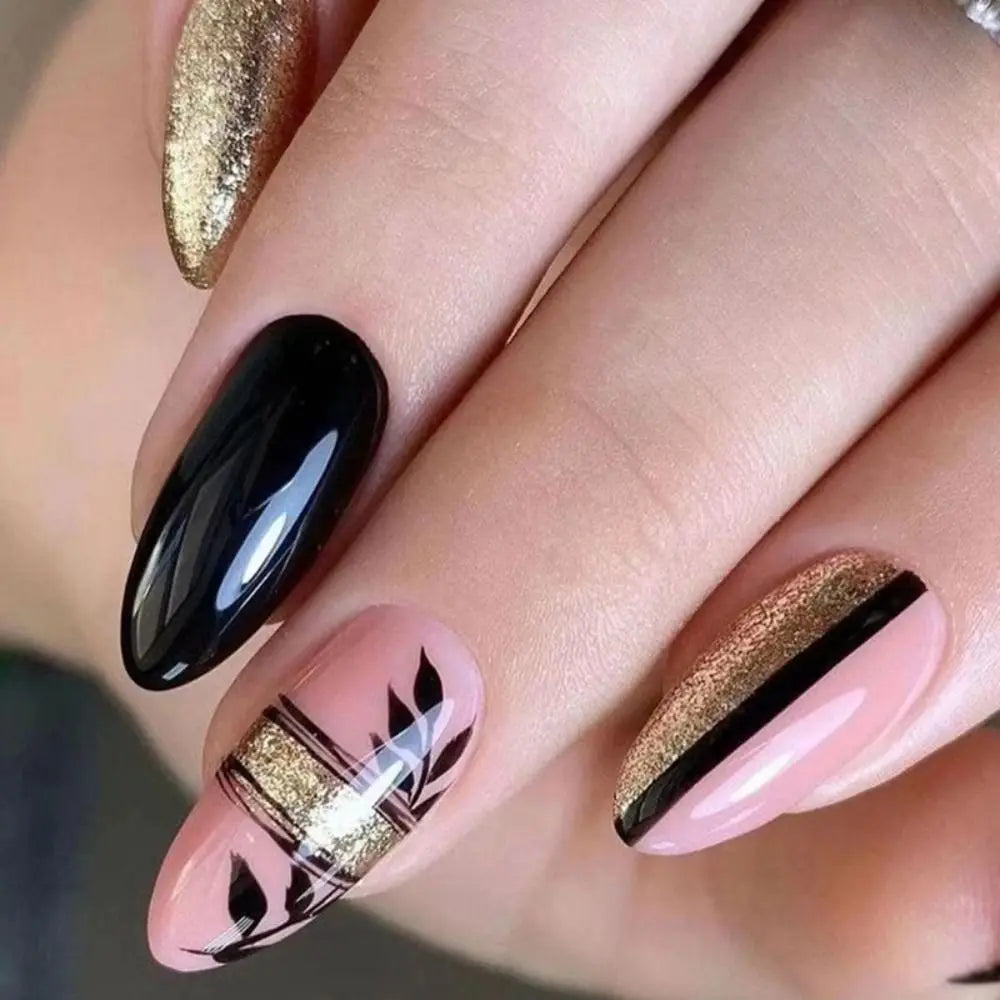 24 Pcs press on nails French style