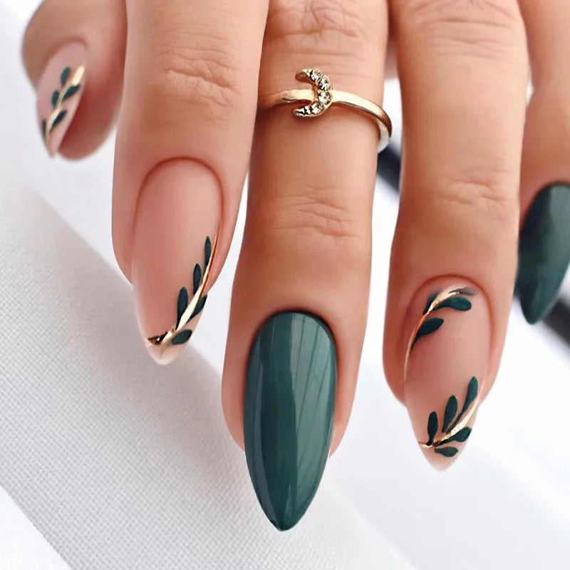 24 Pcs press on nails French style