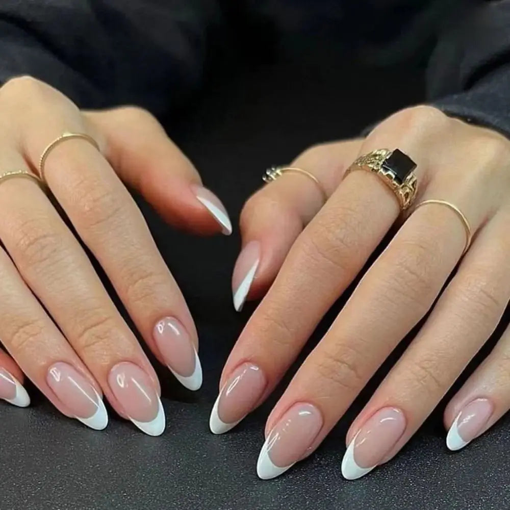 24 Pcs press on nails French style