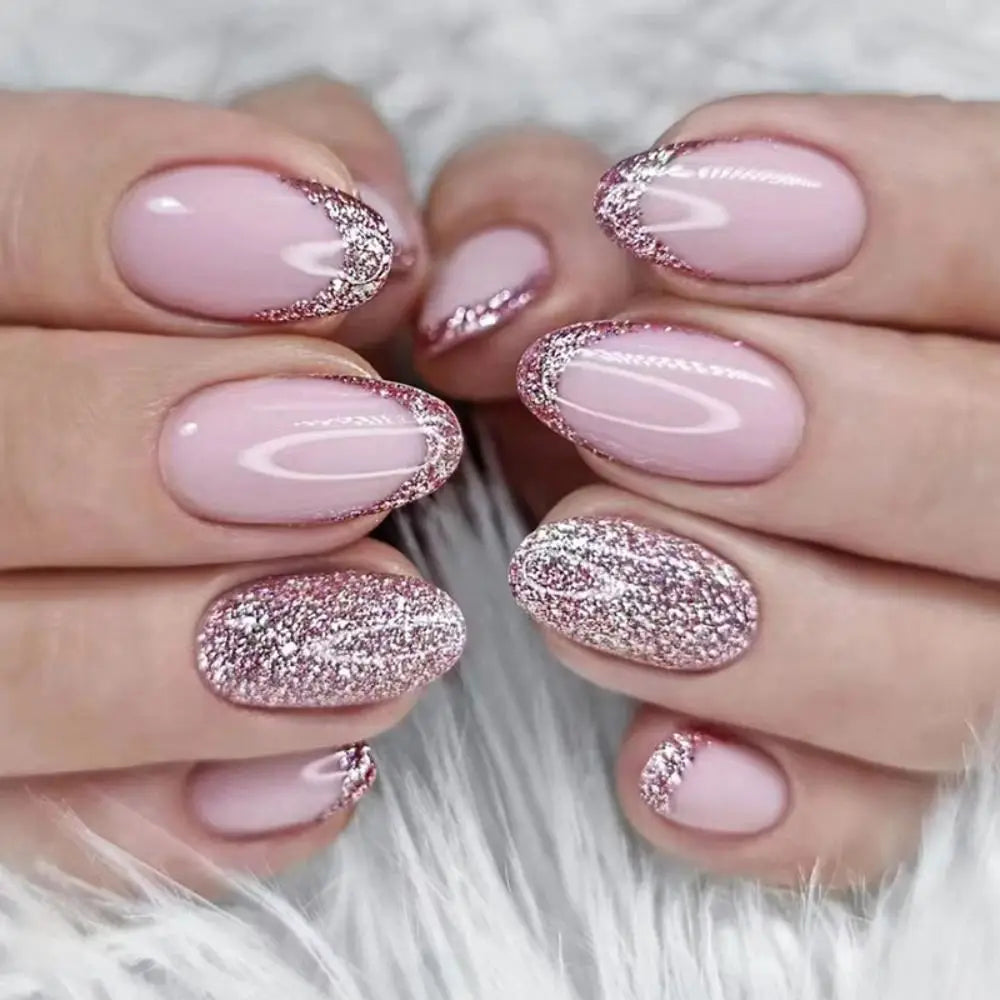 24 Pcs press on nails French style