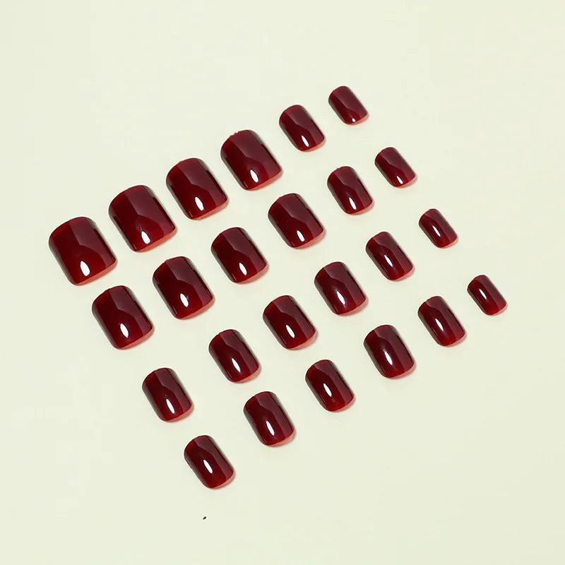 24 Pcs press on nail short square solid color design