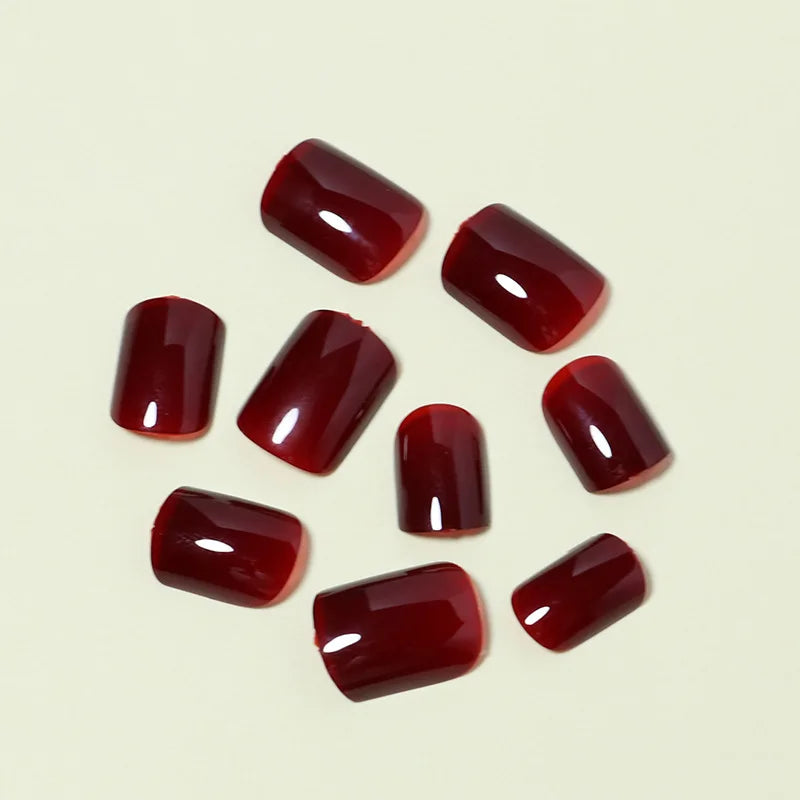 24 Pcs press on nail short square solid color design