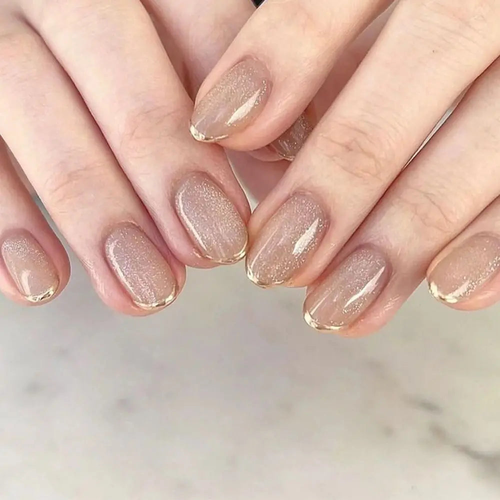 24 Pcs press on nails French style