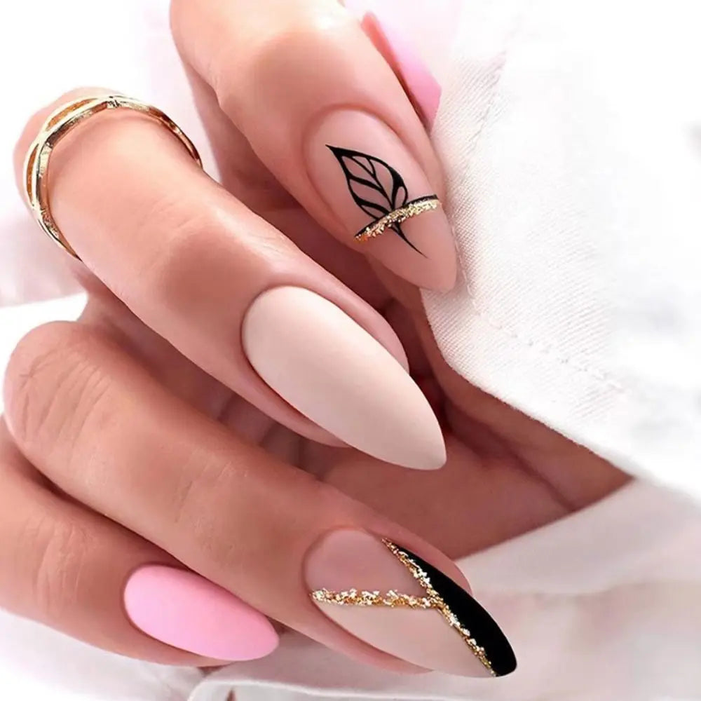 24 Pcs press on nails French style