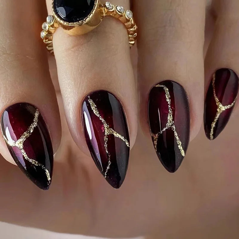 24 Pcs press on nails French style