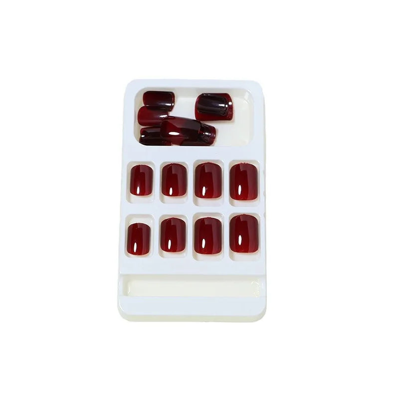 24 Pcs press on nail short square solid color design