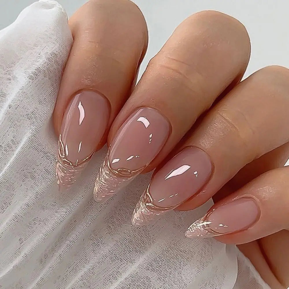 24 Pcs press on nails French style