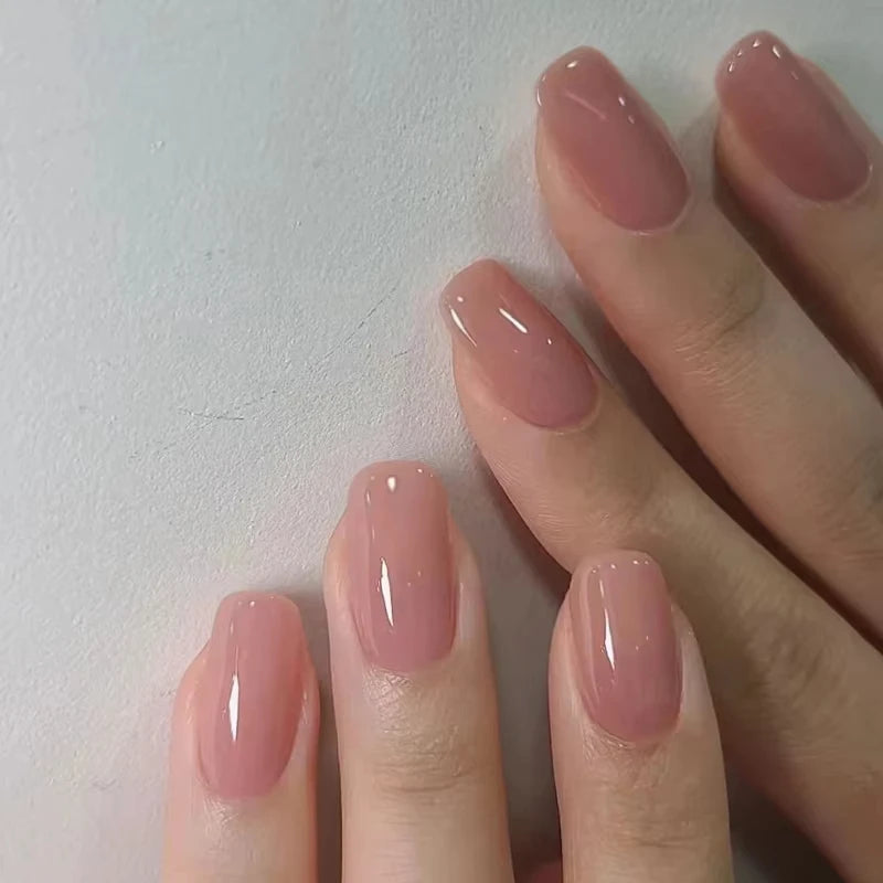 24 Pcs press on nail short square solid color design