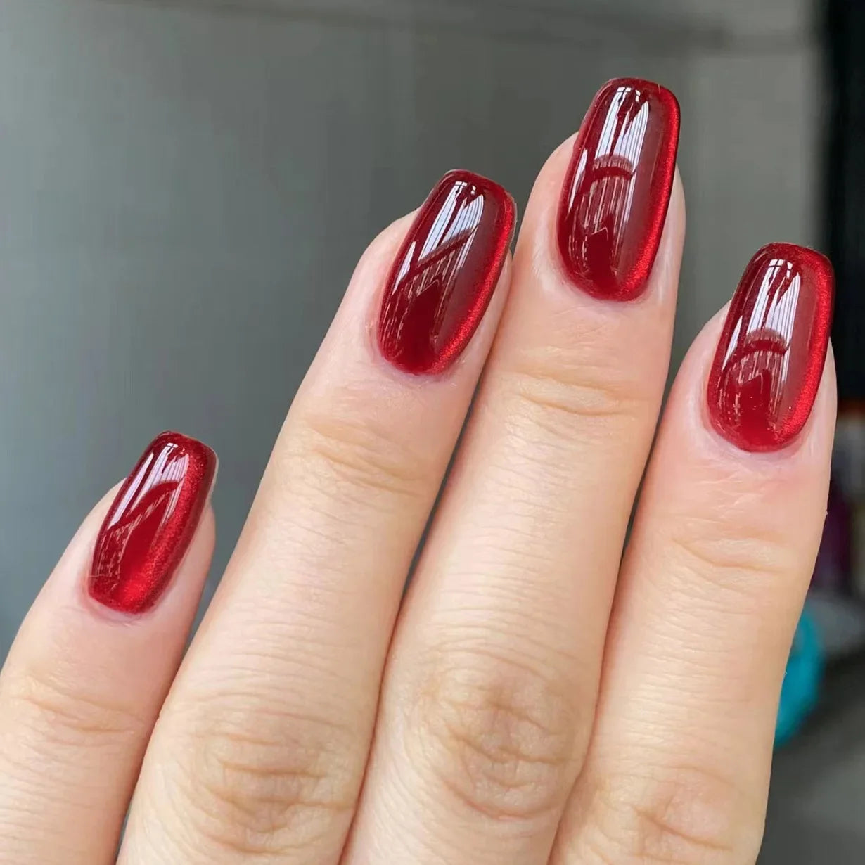 24 Pcs press on nail short square solid color design