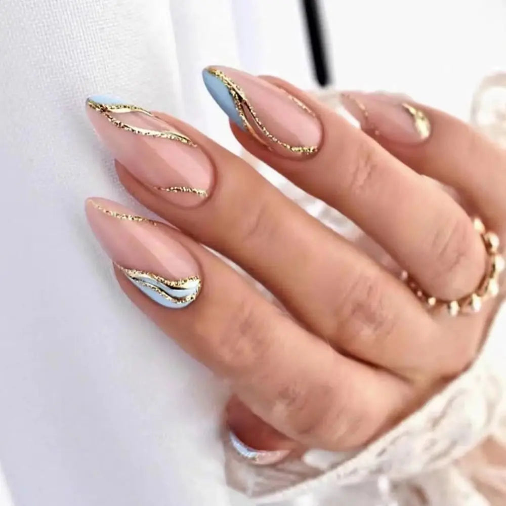 24 Pcs press on nails French style