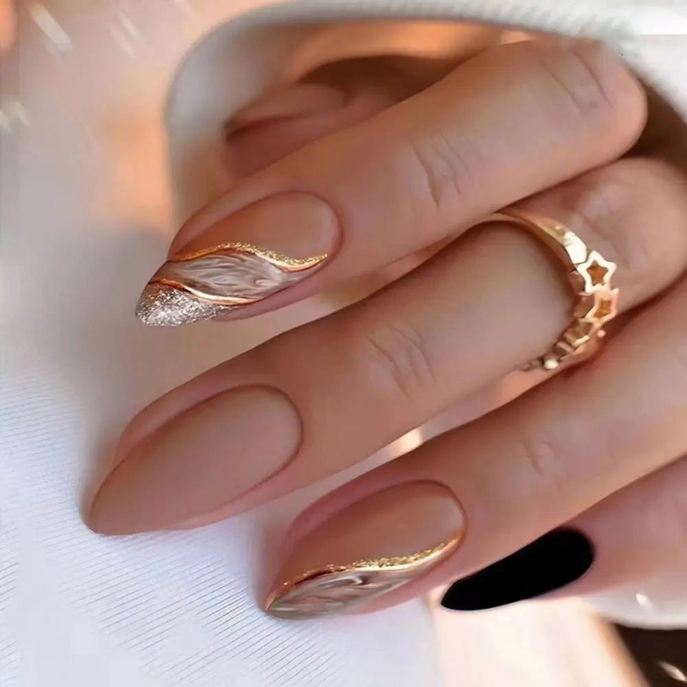 24 Pcs press on nails French style