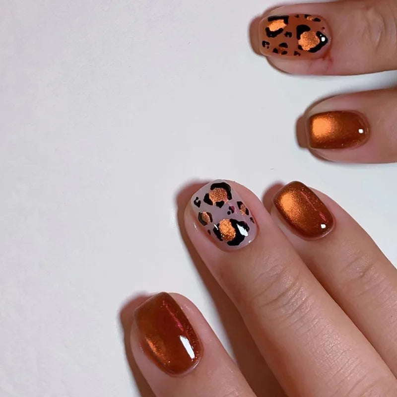24 Pcs press on nail short square solid color design