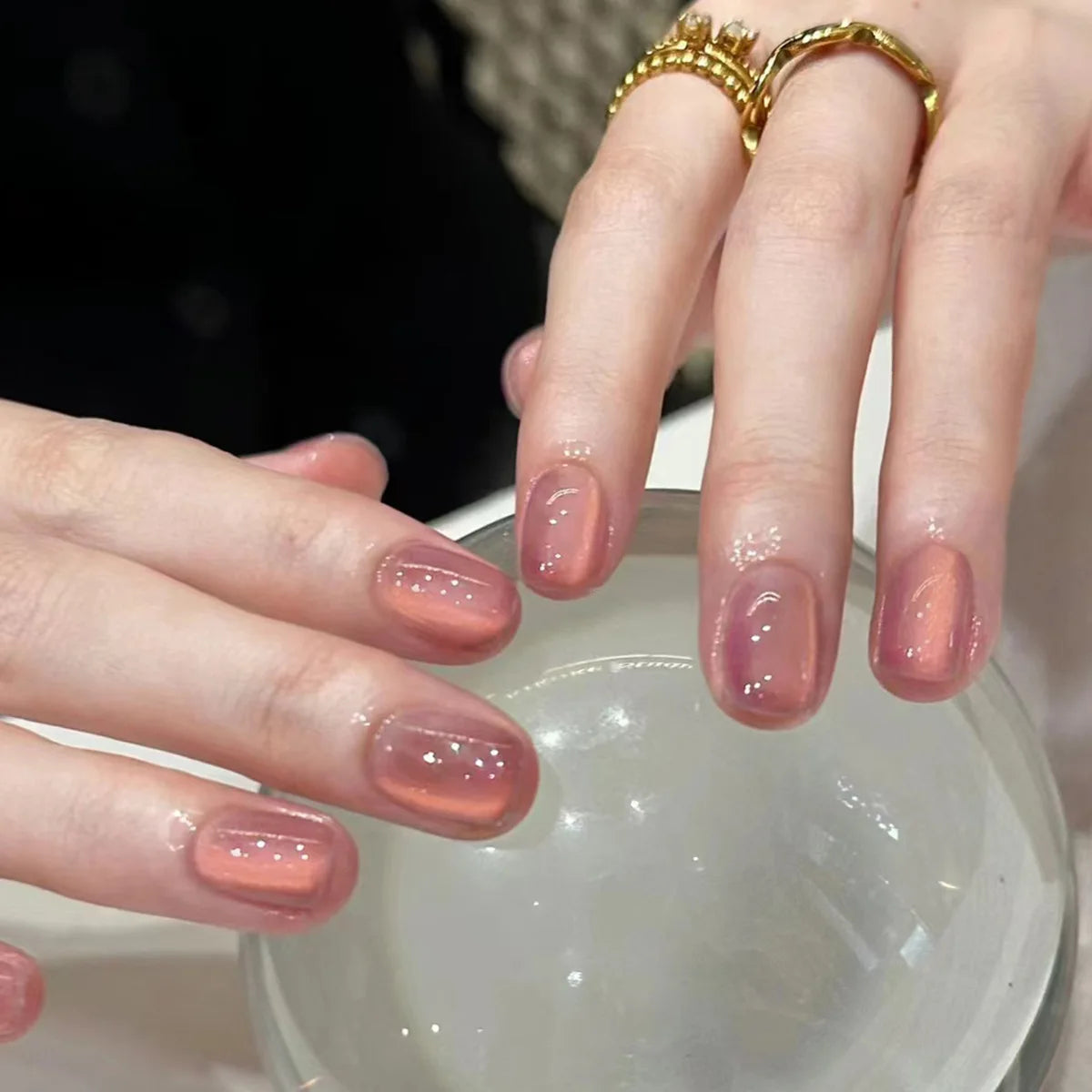 24 Pcs press on nail short square solid color design
