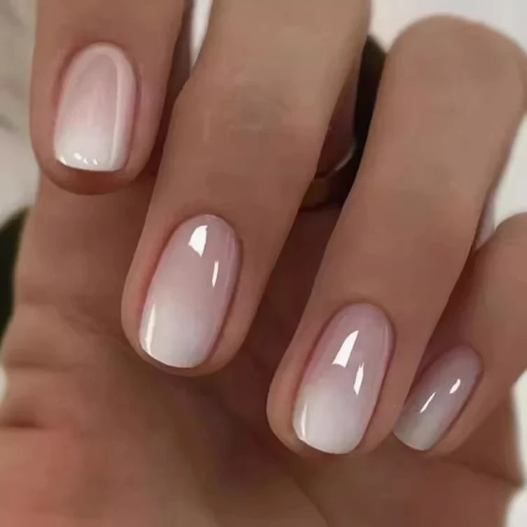 24 Pcs press on nail short square solid color design