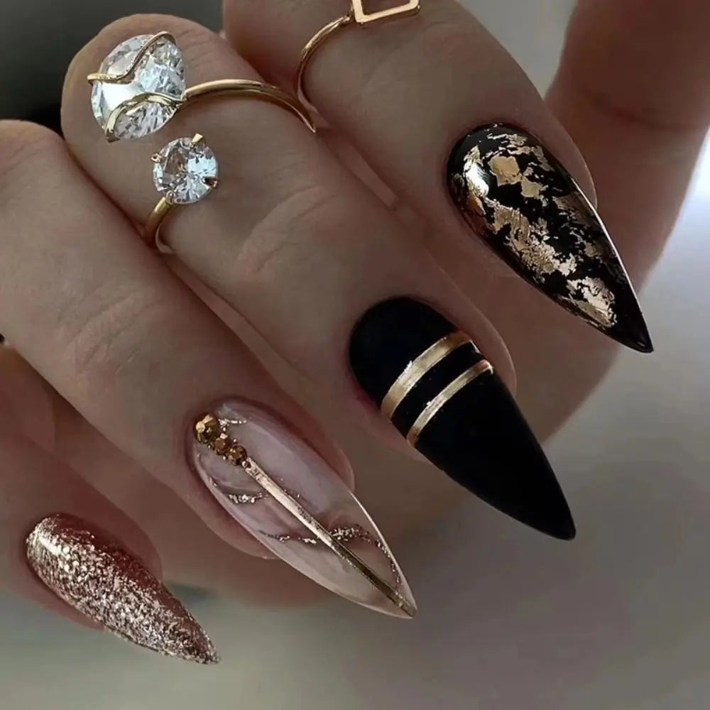 24 Pcs press on nails French style