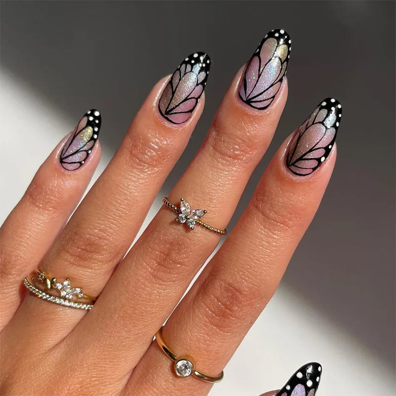 24 Pcs press on nails French style