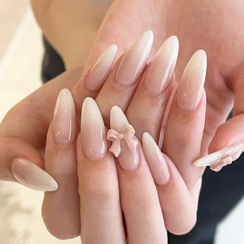 24 Pcs press on nail short square solid color design