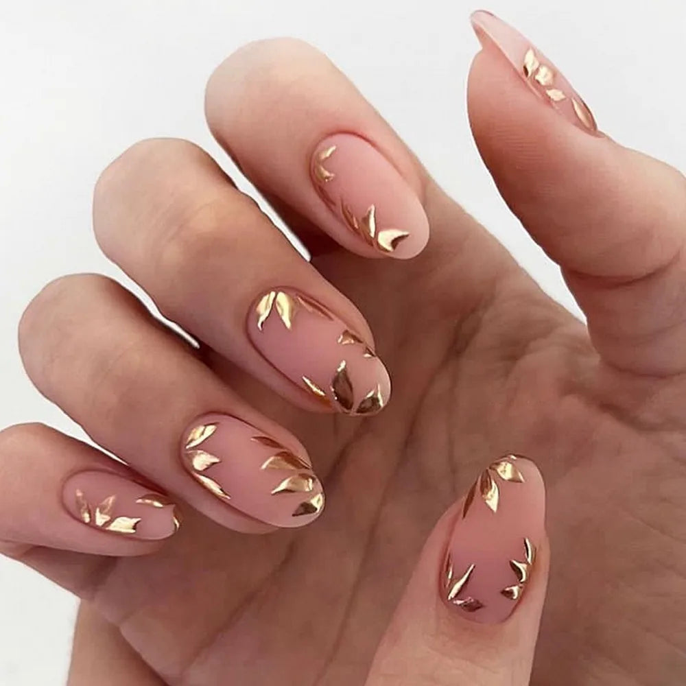 24 Pcs press on nails French style