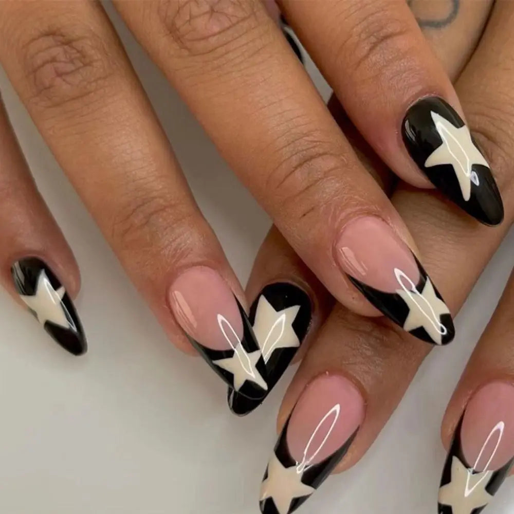 24 Pcs press on nails French style