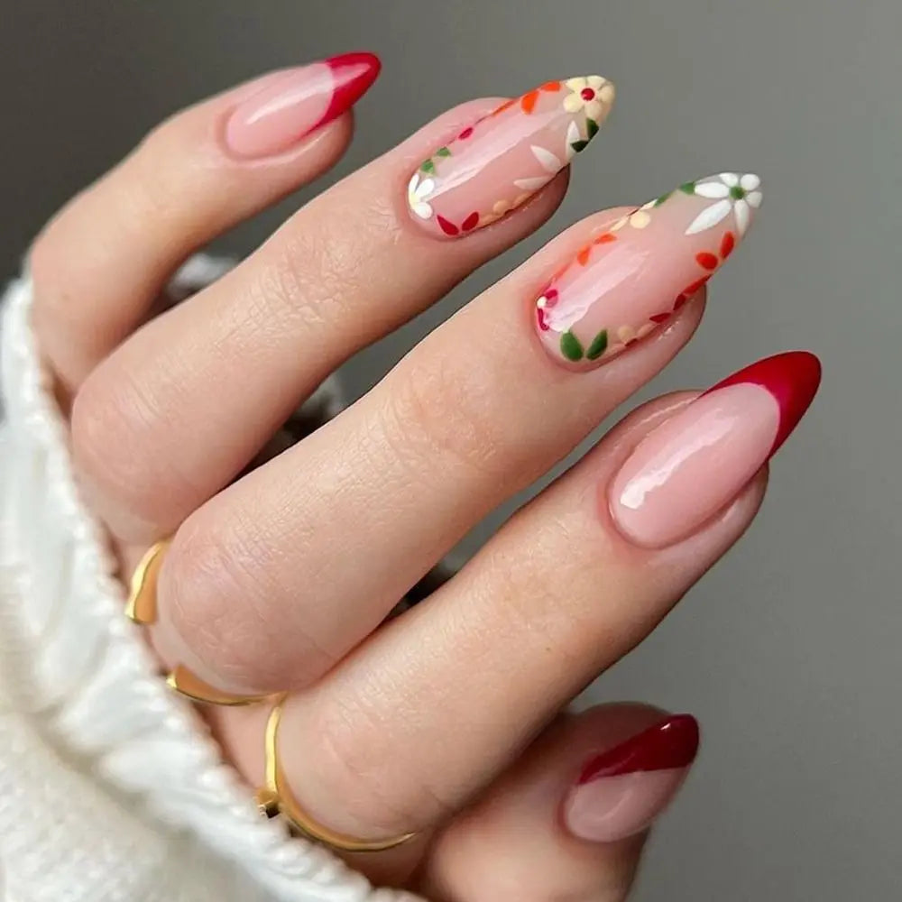 24 Pcs press on nails French style