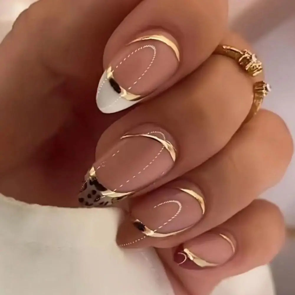 24 Pcs press on nails French style