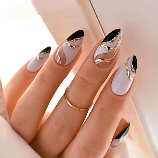 24 Pcs press on nails French style